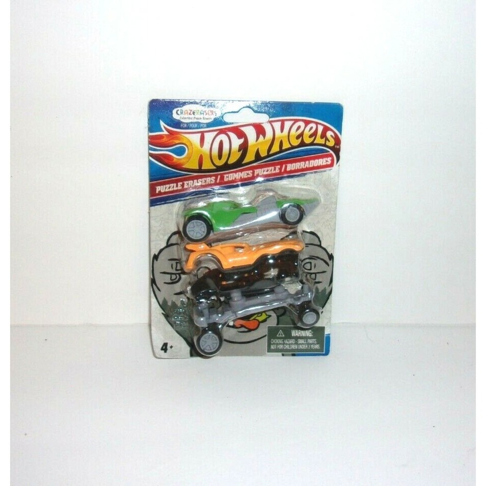 Hot Wheels Crazerasers Series 1 Puzzle Erasers 3 Pack New Novelty Stationery
